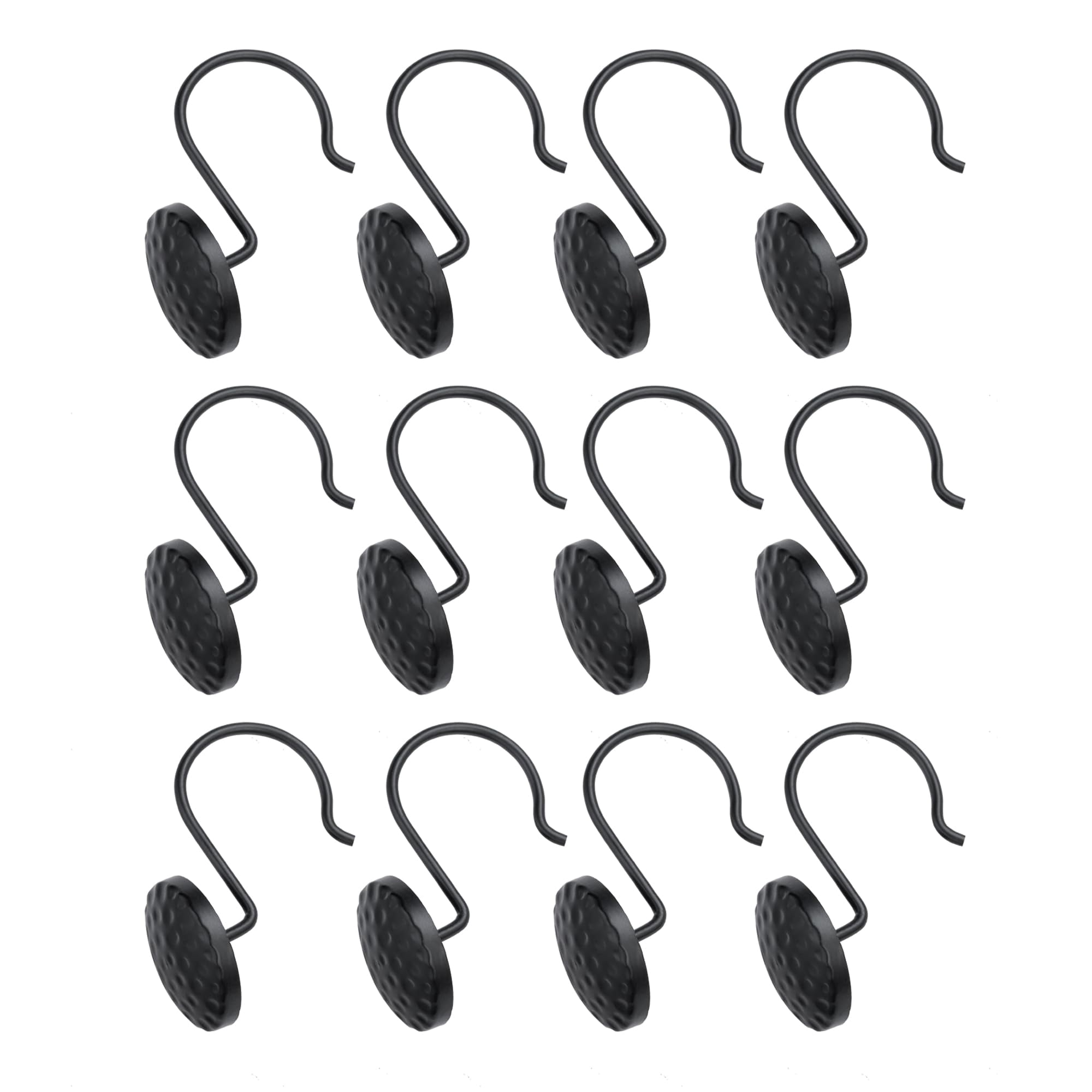Utopia Alley Shower Rings Hooks, Shower Curtain Rings Hooks for Bathroom, Rust Resistant Shower Curtain Hooks Rings, Set of 12, Matte black