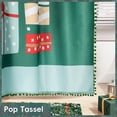 thumbnail image 5 of Green Christmas Shower Curtain,Cute Xmas Tree and Gift Box Pattern with Pop Tassels,Slub Textured Fabric Bathroom Curtain,Water Repellent,72"×72", 5 of 6
