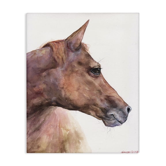Stupell Industries Rustic Lodge Horse Head Animal Watercolor Canvas Art, 16 x 20, by George Dyachenko