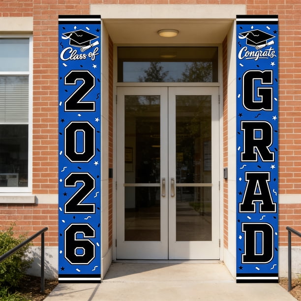 Pancarta de felicitación para la graduación de la promoción de 2026, letrero colgante para la puerta principal, decoración para la fiesta de graduación.