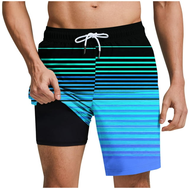 Pantalones Cortos para Hombre Cintura Elástica con Bolsillos, Forro de Impresión de Moda Casual para la Playa, Al Aire Libre Y el Uso Diario
