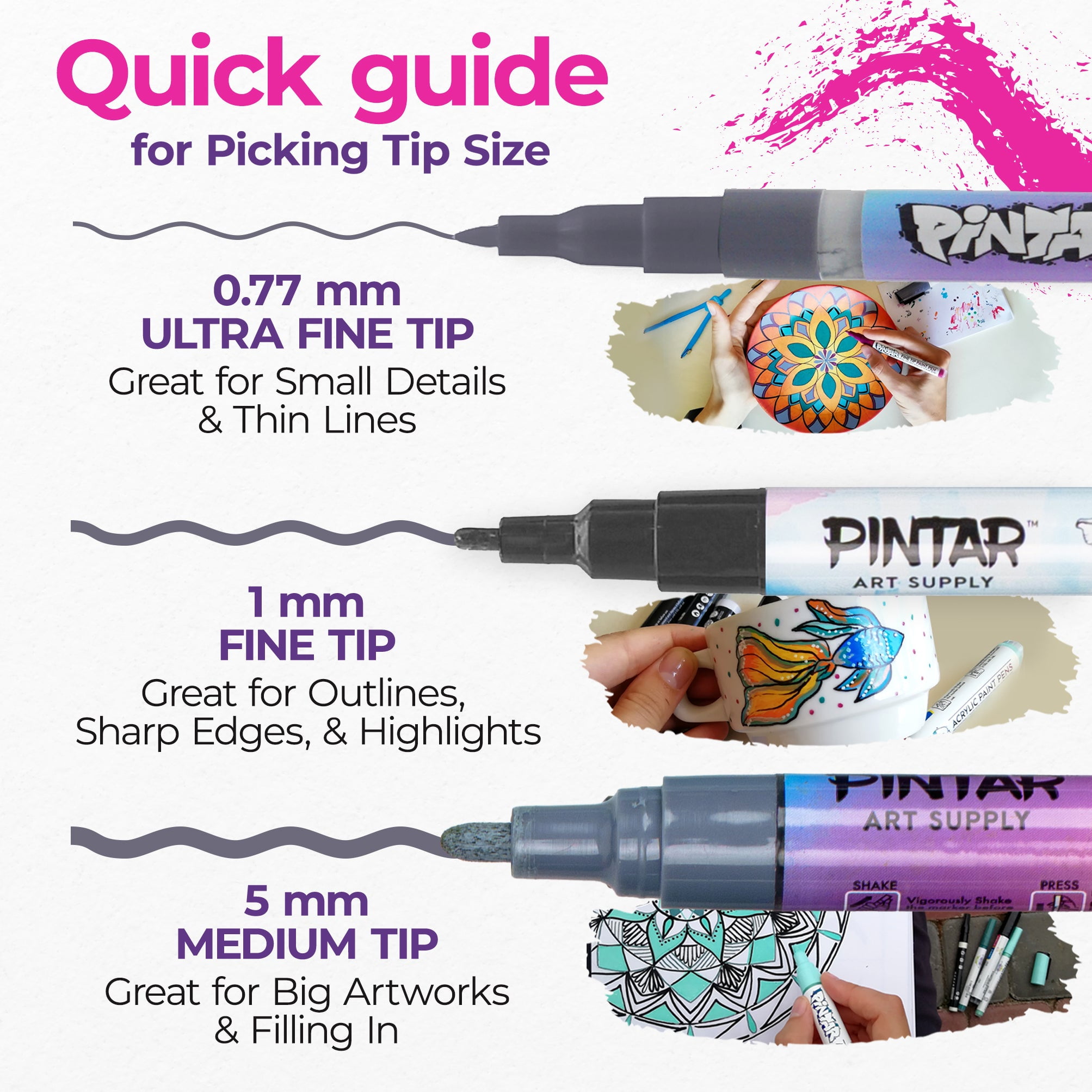 PINTAR Pastel Acrylic Paint Pens - Extra Fine Tip Brush Pens