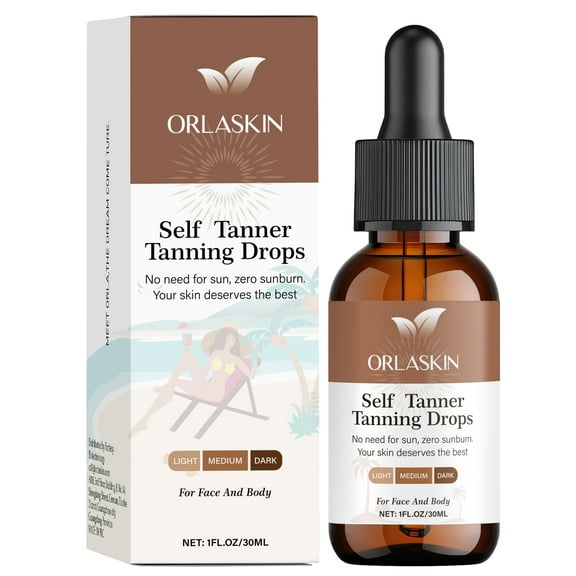 Sunless Tanning Drops for Face & Body - Customizable Self Tanner Drops with DHA, Natural Glow, Hydrating & Streak-Free -  for Light to Dark Tan - 1 fl oz