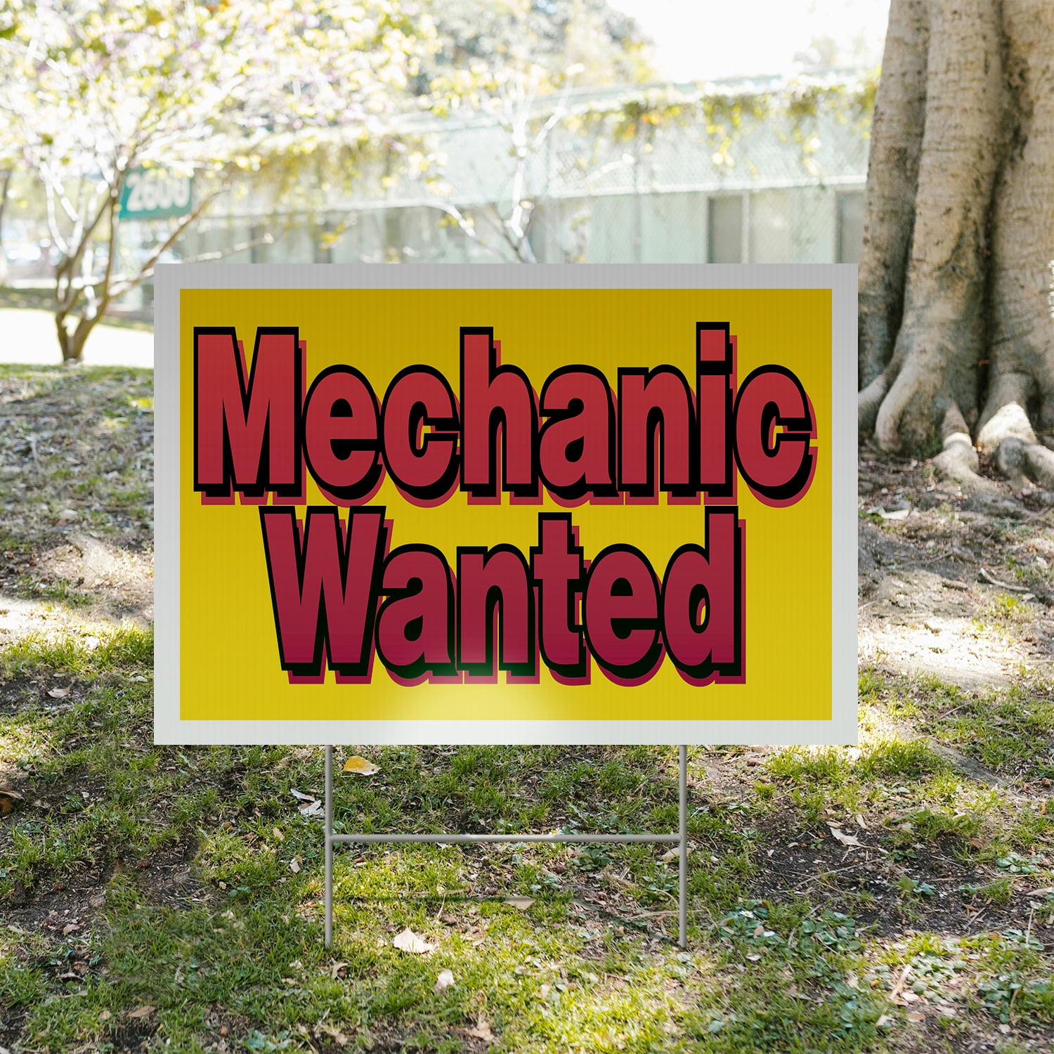 Mechanic Wanted Yard Sign 12 Inch x 16 Inch Single Sided Weatherproof Heavy-Duty Plastic with Stake | Hiring Notice, Professional Auto Shops, Bold Display | Made in USA