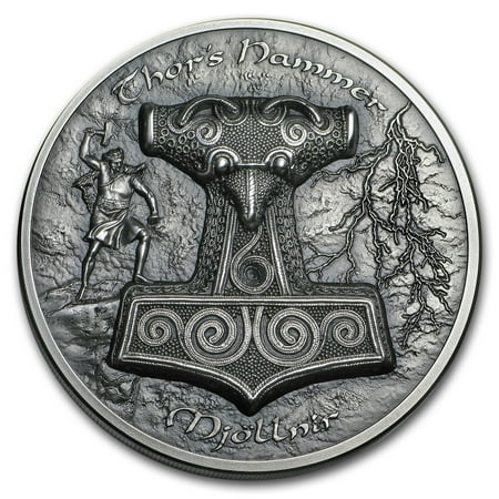 2017 Cook Islands 2 oz Silver UH Relief Thor's Hammer Mj?llnir