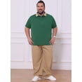 thumbnail image 2 of DARING DIVA Men's Contrast Collar Short Sleeves Breathable Polo Shirts 6XL Green, 2 of 6