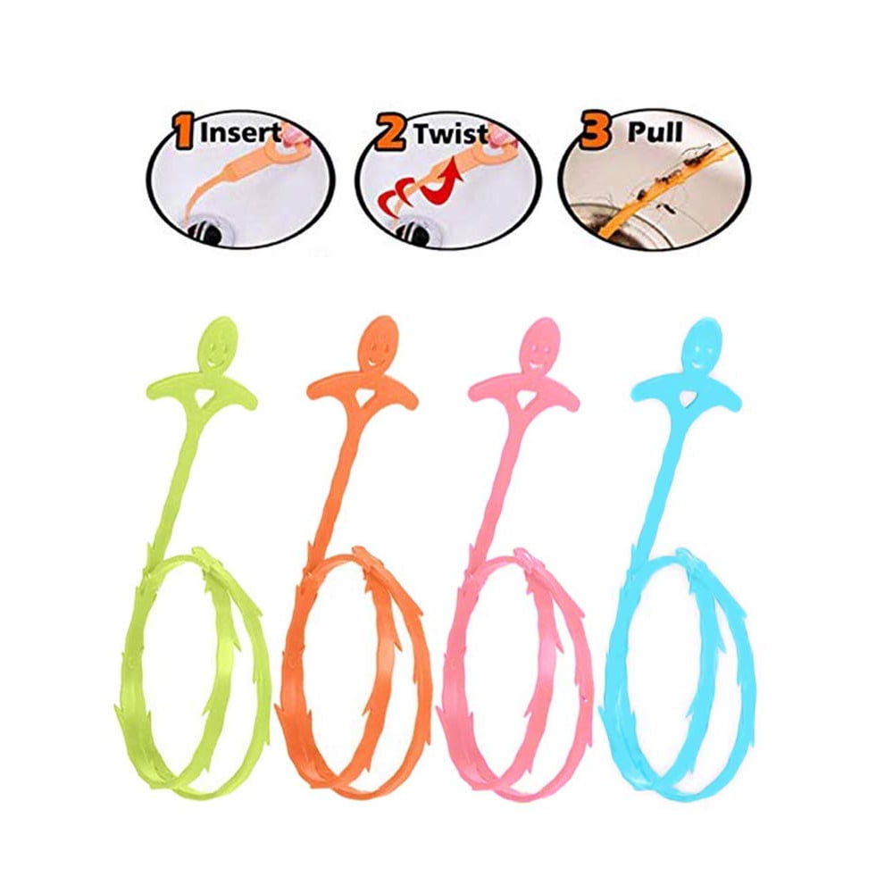 Fysho 4PCS Drain Snake,Kitchen Pipe Dredge Hair Grabber Tool, Drain