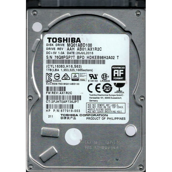 MQ01ABD100 AAH AB01/AX1R2C Toshiba 1TB Philippines Laptop Hard Drive