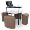 thumbnail image 1 of Mesa De Comedor De Cristal Antecomedor Redondo Con 4 Bancos, 1 of 7
