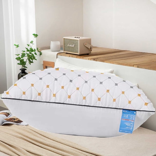 mfyjkho Almohada de terciopelo de algodón blanco de calidad hotelera|44 x 68 cm|Suave y con buen soporte para quienes duermen boca arriba|de lado o boca abajo|Tejido agradable para la piel