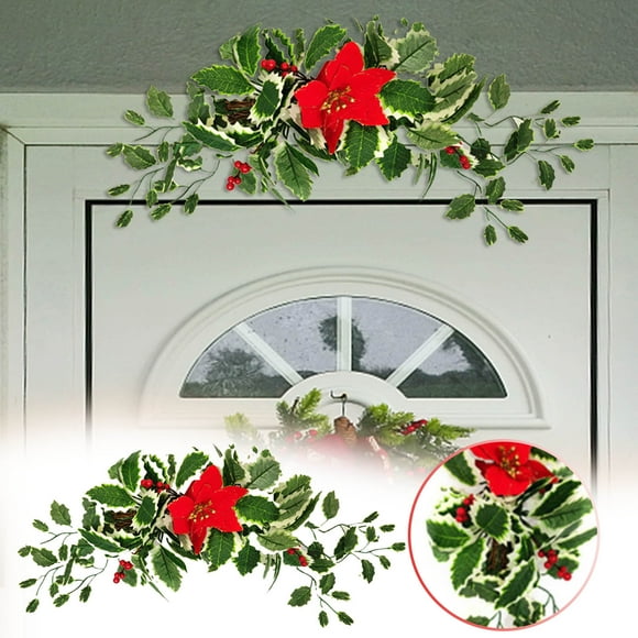 Ganfancp Christmas Simulation Plastic Flower Decoration Pendant Door Trim Door Lintel Pendant Flash Deals