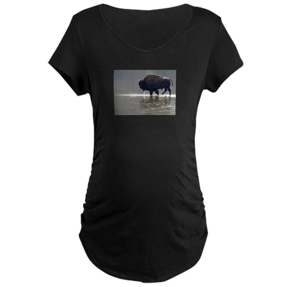 CafePress - Backlit Bison Maternity Dark T Shirt - Maternity Dark T-Shirt