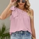 thumbnail image 2 of Camiseta sin mangas para mujer, con tirantes de un solo hombro, pajarita, ajuste holgado, Top informal de verano, rosa, XXL, 2 of 6