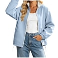 thumbnail image 2 of WIZUTIZ Women's Reversible Windbreaker Jacket Zip Up Stand Collar Cuffed Long Sleeve Solid Color Outdoor, 2 of 9