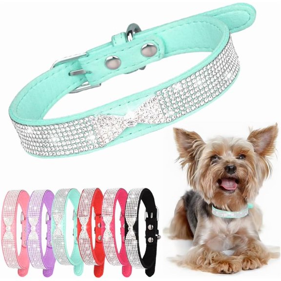1Piece Dog Collar Diamond Bling Girl Puppy Cat Collars Rhinestone Cute Bowtie Female Boy Little Pet Kitten Collar Animals