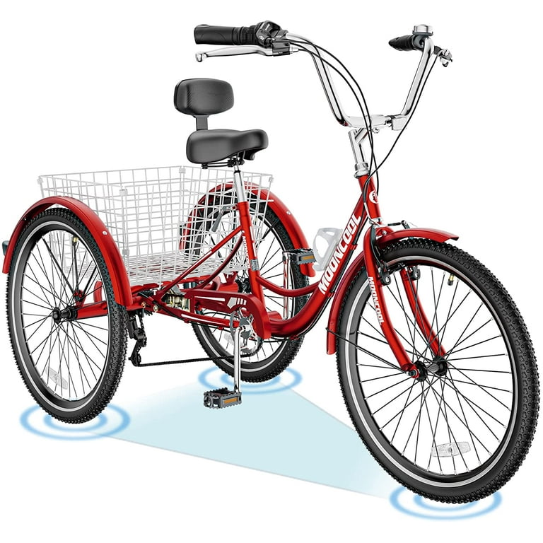 ABORON 20 24 26 inch Adult Tricycle 3 Wheel Bike Adults Three Wheels Cruiser Bike 3 Wheels 1 7 Speed Cargo Basket Multiple Colors