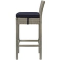 thumbnail image 4 of Contemporary Modern Urban Designer Outdoor Patio Balcony Garden Furniture Bar Side Stool Chair, Set of Four, Fabric Rattan Wicker, Navy Blue, 4 of 5