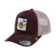 HAVINA PRO CAPS - V2 Embroidered The Bee - 5 Panel Trucker Hat - Dark Brown/Khaki