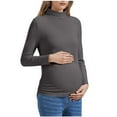 thumbnail image 2 of Qulqfy Turtleneck Long Sleeve Shirt Women Maternity Gray Plus Size Shirts Fleece Thermal Shirts for Women, 2 of 9