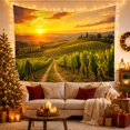 thumbnail image 3 of Vineyard at Sunset Over Hills Peaceful and Romantic Painterly for Wine Enthusiasts Vineyard Wall Art Housewarming Gift Tapestry Wall Hanging for Bedroom and Living Room, 3 of 7