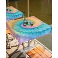 thumbnail image 2 of Hokiten Outdoor Tablecloths with Umbrella Hole & Zipper, Colorful Tie Dye 54x54 Inch Square Tablecloths, Rainbow Ombre Abstract Pattern Art Waterproof Table Cloth, Patio/Pool/Picnic Table Covers, 2 of 7