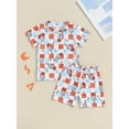 thumbnail image 2 of Argulvti Infant Baby Boys Shorts Set, Plaid Popsicle Print Short Sleeve T-shirt with Elastic Waist Shorts Summer Outfit for 4th of July, 2 of 8