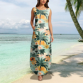 thumbnail image 5 of Fulorrnie Dresses for Women Crew Neck Sleeveless Maxi Summer Shift Floral Casual Relaxed Fit Stretchable Dress, Green, L, 5 of 5