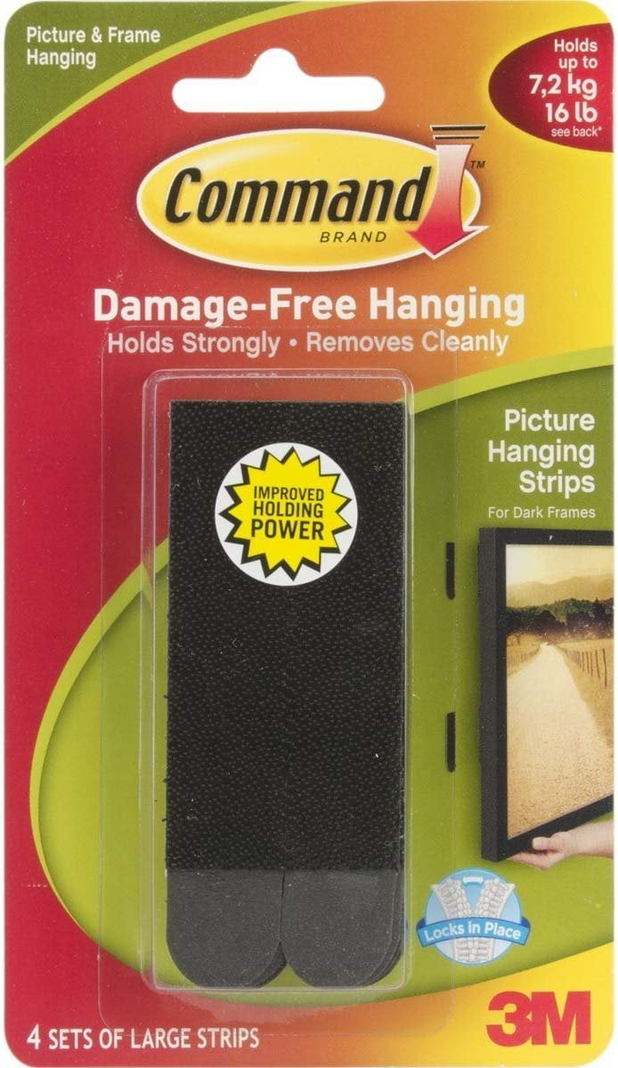 Command Large PictureHanging Strips, Black, 8Strips