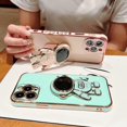 thumbnail image 3 of for iPhone 12 Pro Max Case ,Hidden Astronaut Stand Pasteable Kickstand, Upgrade Shockproof Corners ,Gold Trim Love Bracket Case for iPhone 12 Pro Max Cute for Women Cover (for iPhone12ProMax,green), 3 of 15