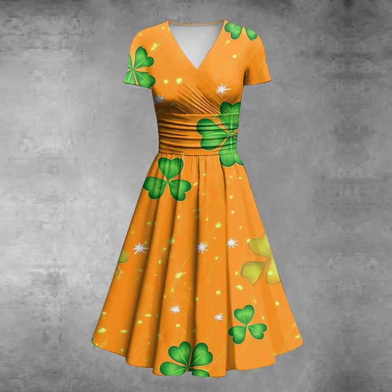 St Patrick Day Dresses for Women Glitter Love Shamrock Wrap