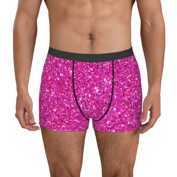 Balery Rose Red Glitter Calzoncillos bóxer para hombre, ropa interior de algodón suave y transpirable con cinturilla de nailon-Small