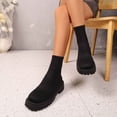 thumbnail image 5 of hopeusnice Round Toe Knit Ankle Boots Women Breathable Chunky Boots for Street Style Black 42, 5 of 8