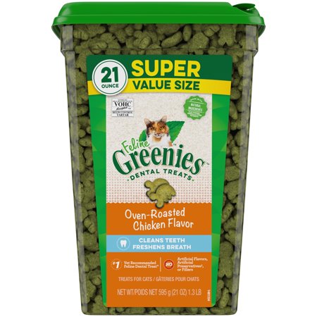 UPC: 0642863107030 | Greenies Feline Oven Roasted Chicken Flavor Dental Cat Treats  21 oz Tub