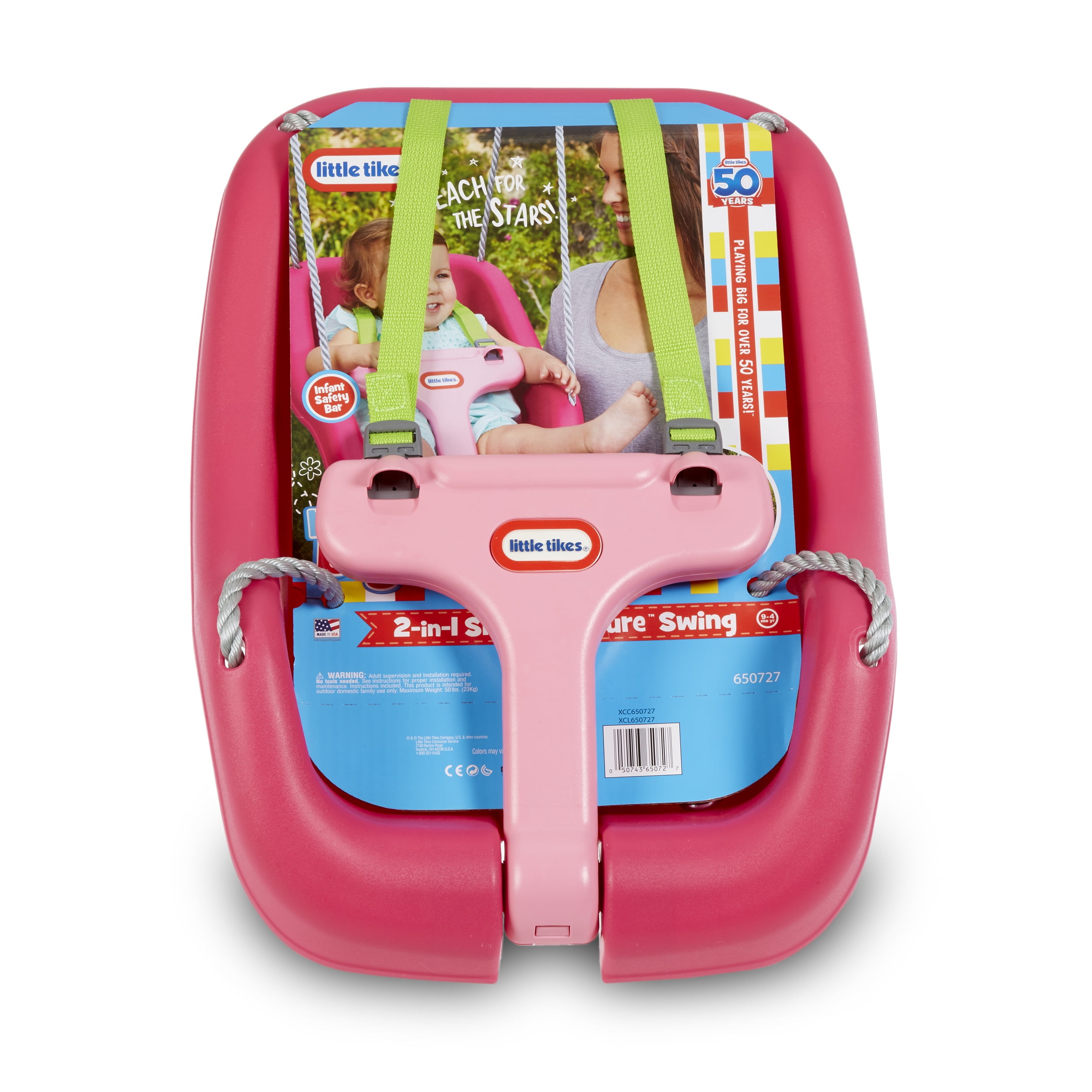 Pink Baby Toddler Indoor Outdoor Swing 2-in-1 Snug 'n Secure Swing 