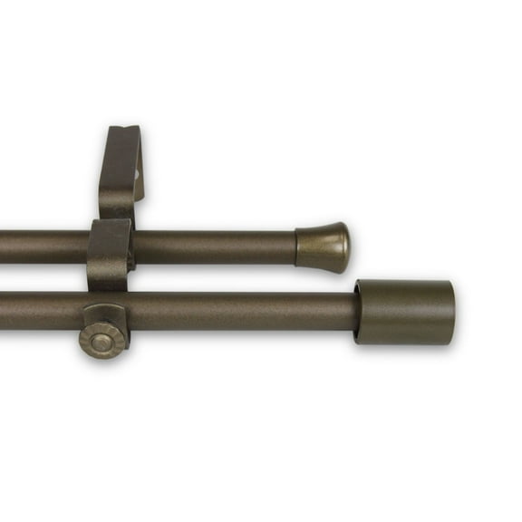 51" Antique Gold Double Curtain Rod with Mounting Brackets