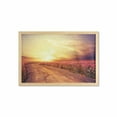 thumbnail image 1 of Scenery Wall Art with Frame, Floral Theme Landscape of Cosmos Flower Field in Sky Sunset Illustration, Printed Fabric Poster for Bathroom Living Room, 35" x 23", Orange and Yellow, by Ambesonne, 1 of 2