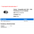 thumbnail image 2 of Starter - Compatible with 1985 - 1986 Ford Bronco II 2.3L 4-Cylinder, 2 of 2