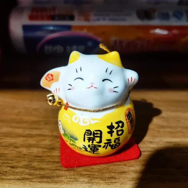Artesanía de cerámica japonesa Daruma, adorno de gato de la suerte con dibujos animados, paisaje, accesorios de decoración para el hogar, regalos, decoración de la sala de estar