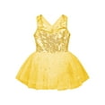 thumbnail image 3 of Alvivi Kids Girls Glitter Sleeveless Ballet Dance Dress Leotard with Tutu Skirt Ballerina Dancewear Gold 14, 3 of 5