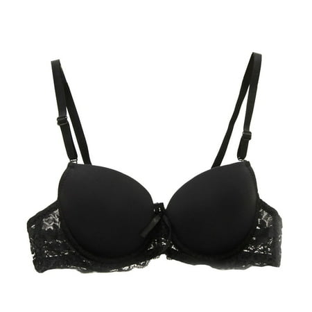 

Aosijia Womens Lace Floral Underwire Bra Breathable Thin Underwear Adjustable Straps Push Up Bra A/B Cup Bra