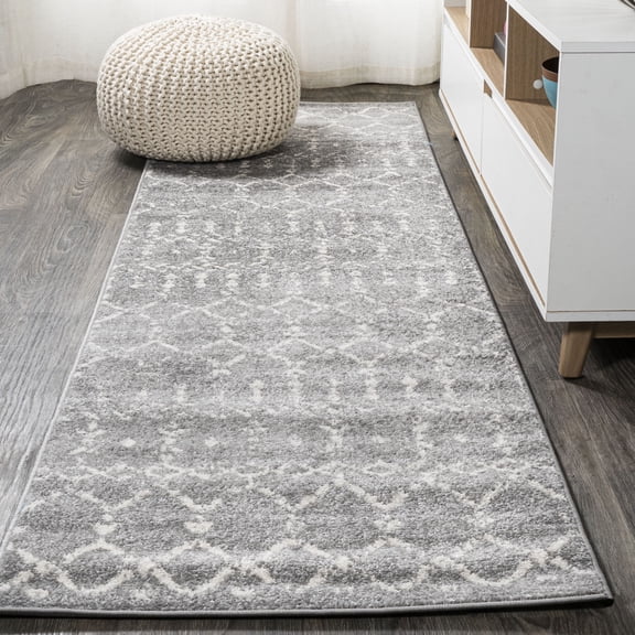 JONATHAN Y MOROCCAN HYPE 2 x 14 Runner Rug, Boho Vintage Diamond - Gray/Ivory, MOH101C-214