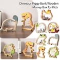 thumbnail image 2 of Wooden Dinosaur Piggy Bank, Cute Wood Dino Money Bank, Creative Saving Coin Jar, Personalized Present for Child Birthday & Decor, 2 of 12