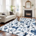 thumbnail image 2 of Spring Floral Area&nbsp;Rug 8x10ft Dark Blue Flowers Green Leaves Watercolor Farmhouse Non-Slip&nbsp;Washable Square&nbsp;Rugs Soft Felt Indoor Floor Mat for Bedroom Kitchen Living Room Bathroom, 2 of 9