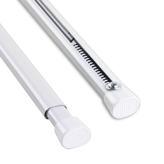 Contemporary Home Living 36" White Contemporary Oval Spring Tension Curtain Rod