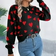 thumbnail image 6 of Arlun Womens Heart Sweater Crew Neck Long Sleeve Knitted Sweater Valentine's Day Cute Drop Shoulder Loose Comfortable Pullover Jumper Tops 2-Black M, 6 of 8