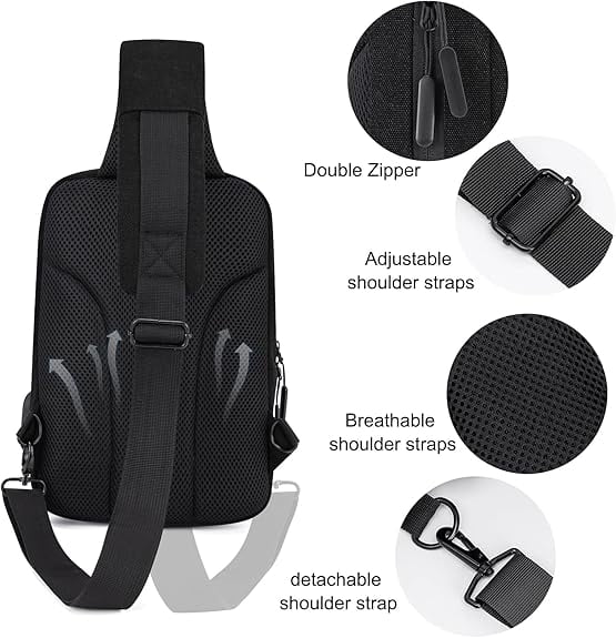 Kabaqoo Sling Bag, Small Crossbody Sling Backpack for Men/Women, Lightweight Shoulder Bag for Travel, Hiking, Cycling, Fitness