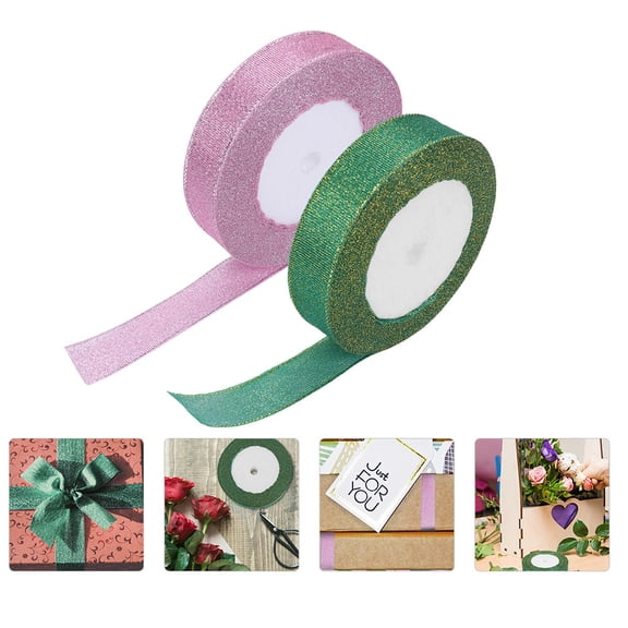 Luxshiny Durable Glitter Ribbons Assorted Colors for DIY Bows and Party Decorations