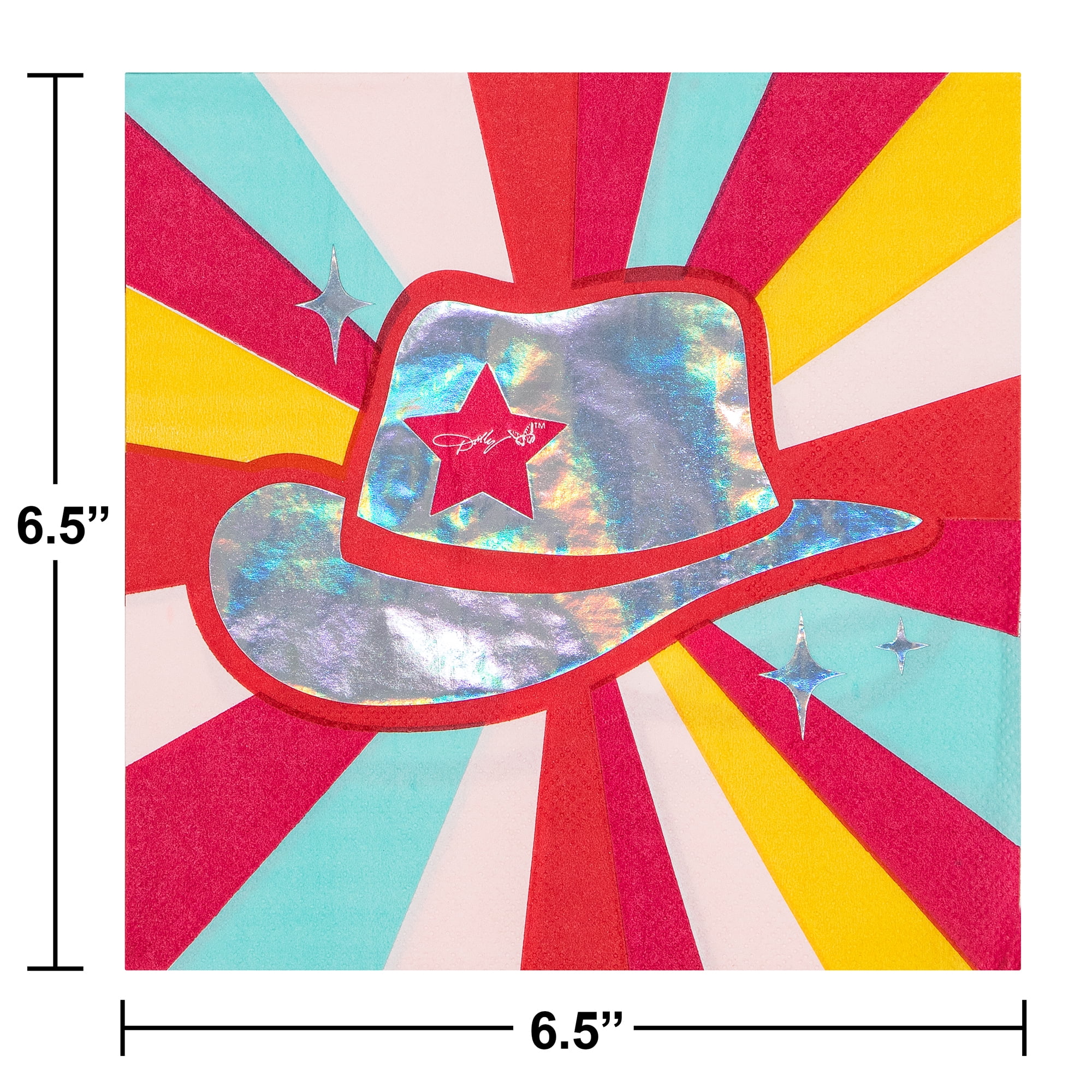 (4 pack) Dolly Parton Multi-Color Cowboy Hat Napkins, 16 Count