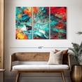thumbnail image 3 of Elephant Stock Vibrant Splash Abstract Wall Art - Horizontal Multi Panel Canvas - Living Room Wall Decor - Abstract Multi Panel - Red And Teal Decor - 50" x 32", 3 of 8