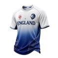 thumbnail image 2 of England 2026 Soccer Cup Lion Graphic Tee for Men, Short Sleeve Crew Neck Shirt with Red-Blue Brushstroke & Shield Print, Breathable Retro Fan Top, Lightweight Casual Jersey, 1 PC Blue XL, 2 of 4